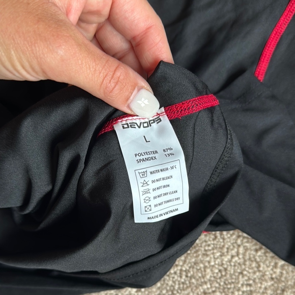 Black Long Sleeve Athletic Shirt with Red Accents - Picture 4 of 5